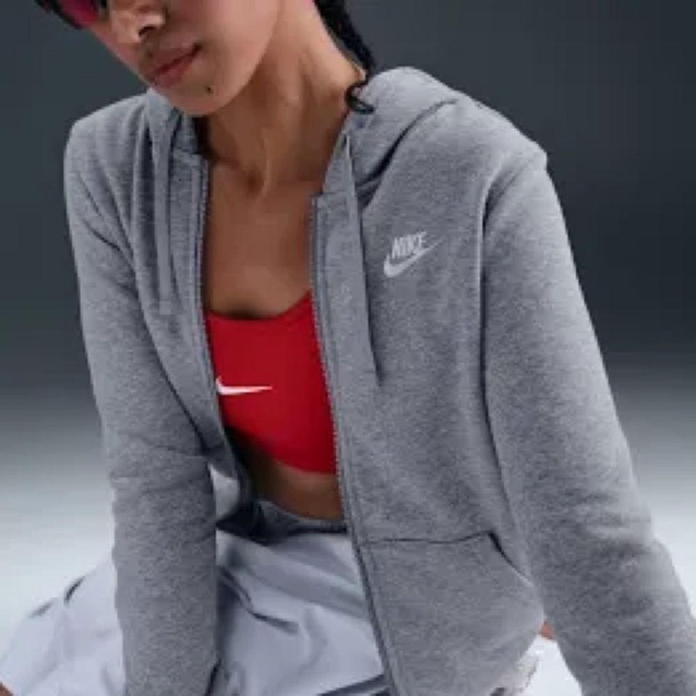 Nike Women’s Gray Zip Hoodie Medium Cotton Swoosh